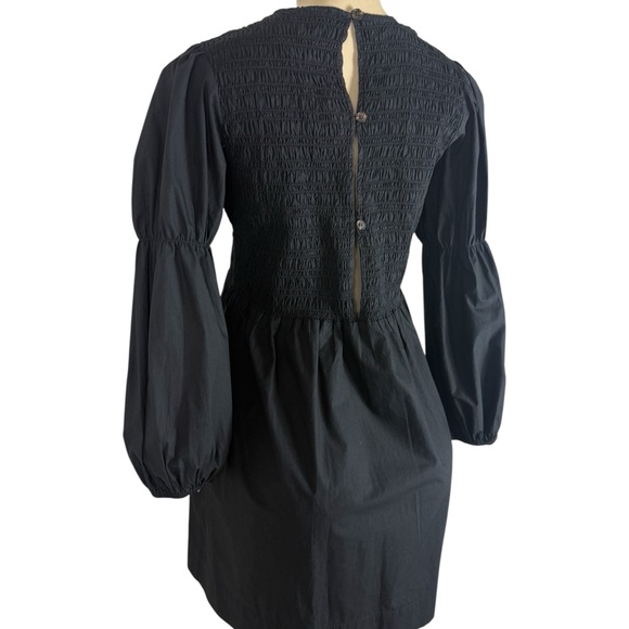 GANNI Black Cotton Poplin Mini Smock Dress IT36 - Picture 5 of 7